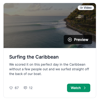 Example of a content product listing on Yaff